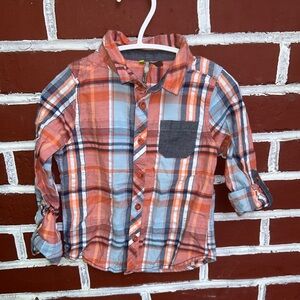 Orchestra | plaid button down shirt with adjustable sleeves | size 2